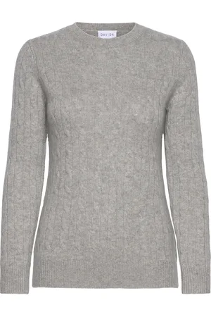 Davida Cashmere O-Neck Cable Sweater Grey