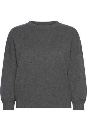 Davida Cashmere Quarter Balloon Sleeve Sweater Grey