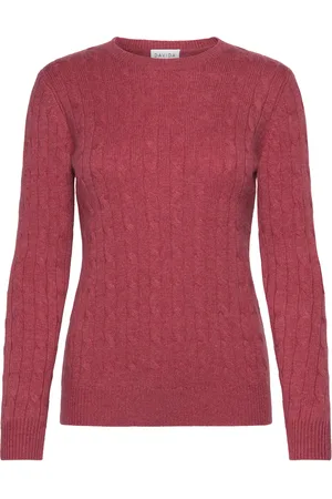 Davida Cashmere O-Neck Cable Sweater Red