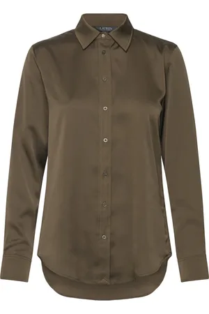 Ralph Lauren Classic Fit Satin Charmeuse Shirt Green