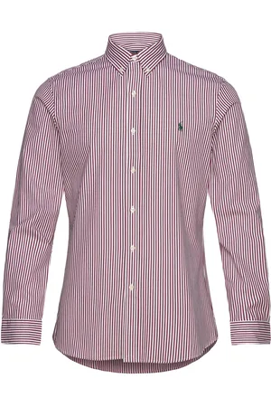 Ralph Lauren Slim Fit Striped Stretch Poplin Shirt Red