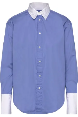 Ralph Lauren Extended-Cuff Cotton Shirt Blue