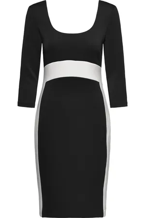 Calvin Klein Neoprene Scuba Scoop Neck Dress Black