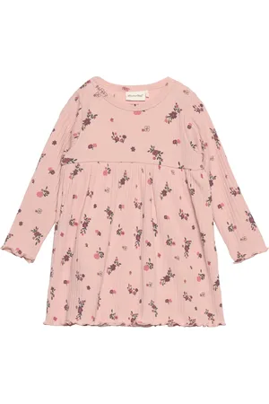 Minymo Dress Ls Aop Rib Pink