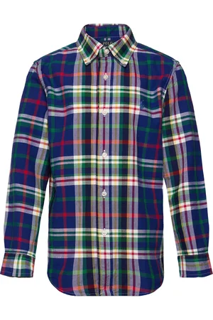 Ralph Lauren Plaid Cotton Oxford Shirt Blue