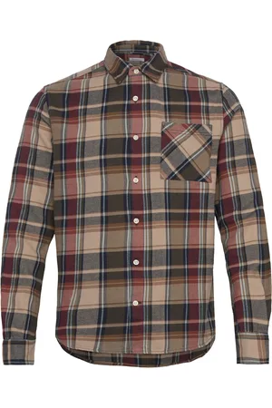 Knowledge Cotton Apparal Regular Light Flannel Checkered Shi Patterned