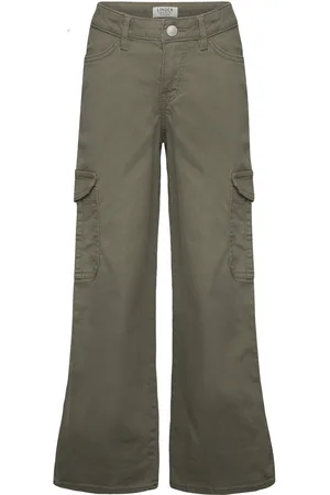 Lindex Trousers Twill Washed Wide Leg Green