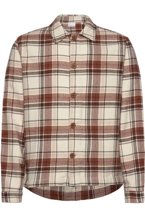 Knowledge Cotton Apparal Organic Cotton Flannel Overshirt Go Brown
