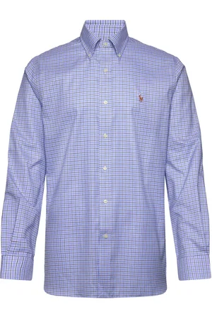 Ralph Lauren Custom Fit Plaid Pinpoint Oxford Shirt Blue