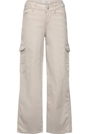 Lindex Trousers Twill Washed Wide Leg Cream