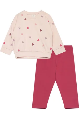 Lindex Set Sweatshirt Leggings Hearts Pink