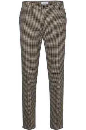 Les Deux Como Reg Houndstooth Suit Pants Brown