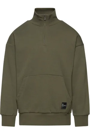 Lindex Sweater Halfzip Solid Khaki