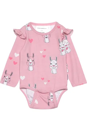 Geggamoja Bamboo Bodu Flounce L.s Pink