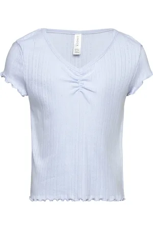 Lindex Top V Neck Pointelle Blue