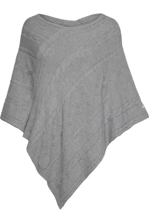 Cream Crdela Knit Poncho Grey