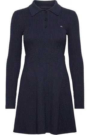 Tommy Hilfiger Tjw F&F Polo Cable Sweater Dress Navy