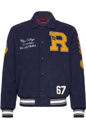 Ralph Lauren Pile Fleece Letterman Jacket Blue