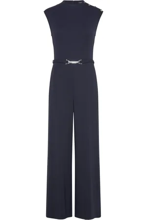 Ralph Lauren Belted Mockneck Jumpsuit Navy