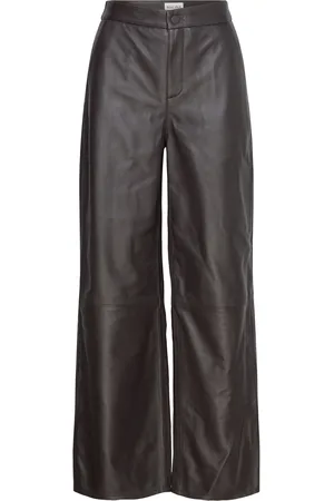 By Malina Felise High Rise Wide Leather Pants