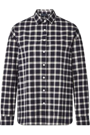 Lexington Edith Organic Cotton Flannel Check Shirt Navy