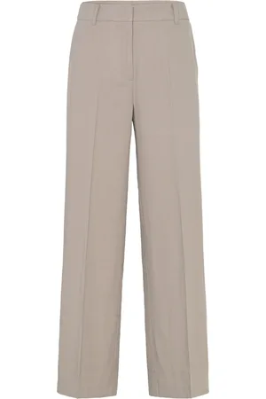 MANGO Wideleg Pleated Trousers Beige