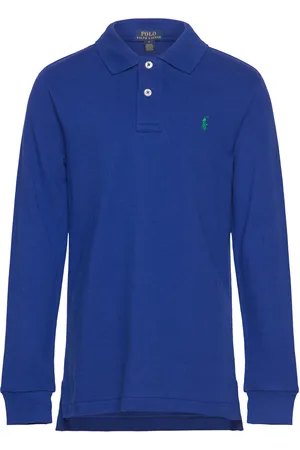 Ralph Lauren Cotton Mesh Long-Sleeve Polo Shirt Blue