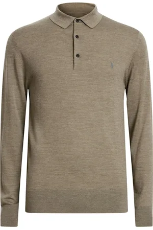 AllSaints Mode Merino Ls Polo Beige