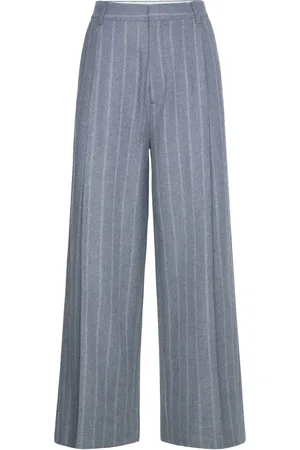 Filippa K Wide Pleated Striped Trousers Blue