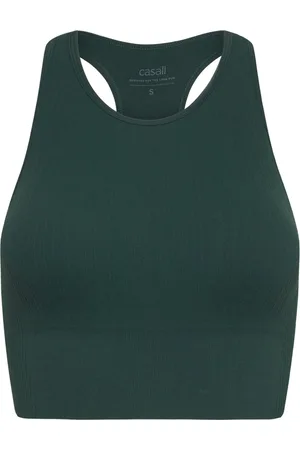 Casall Multi Rib Seamless Padded Sports Top Green