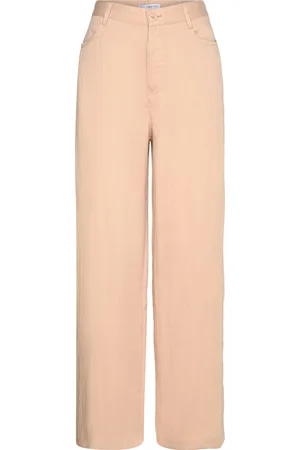 MANGO Flowy Straight-Fit Trousers Beige