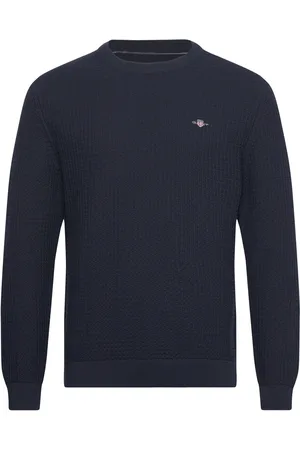 GANT Cotton Textured C-Neck Navy