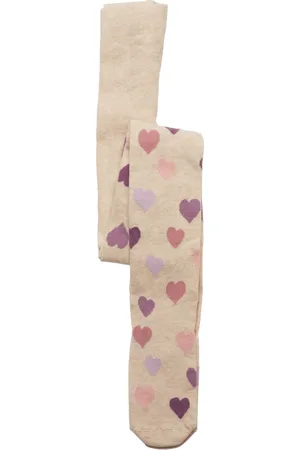 Lindex Tights Sg Cotton W Hearts Aop Beige