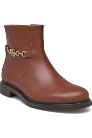 Tommy Hilfiger Th Chain Leather Low Bootie Brown