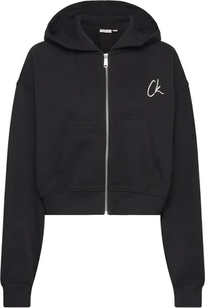 Calvin Klein Embroidered Ck Zip Through Black
