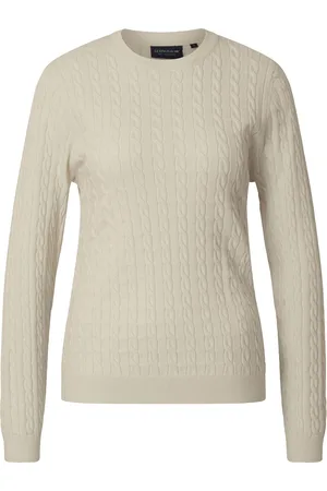 Lexington Lydia Merino Wool Blend Cable Knitted Sweater Cream