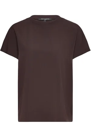 French Connection Crepe Light Crew Neck Top Brown