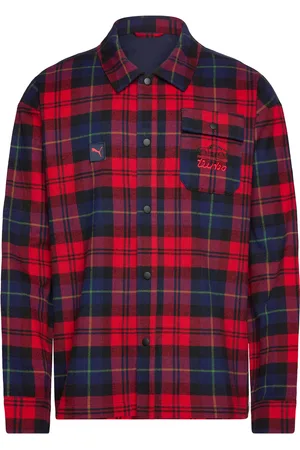 PUMA Pl Statement Flanel Over Shirt Red