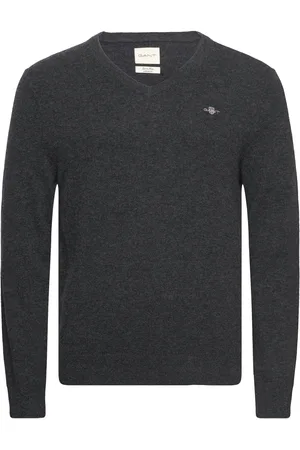 GANT Extrafine Lambswool V-Neck Grey