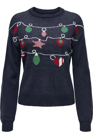 ONLY Onlxmas Ls Balloon O-Neck Box Knt Navy