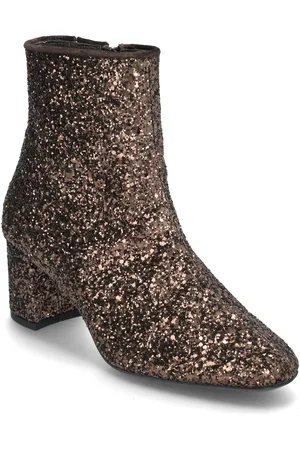 ANGULUS Bootie - Block Heel - With Zippe Brown