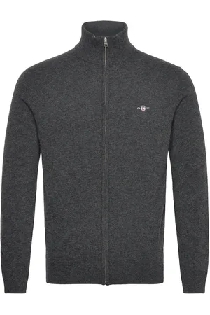 GANT Extrafine Lambswool Zip Cardigan Grey