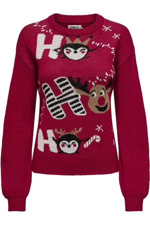 ONLY Onlxmas Ls Balloon O-Neck Box Knt Red
