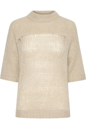 My Essential Wardrobe Lingomw Knit Blouse Ss Beige