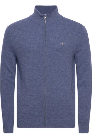 GANT Extrafine Lambswool Zip Cardigan Blue