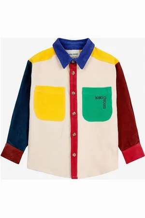 Bobo Choses Bobo Square Embroidery Color Block Corduroy Shirt Patterned