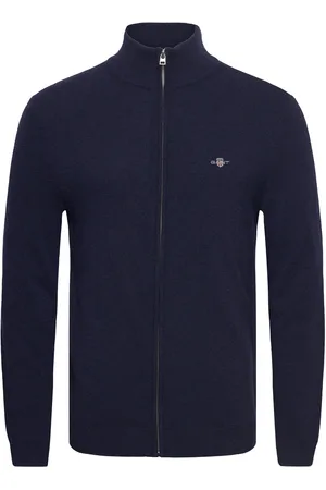 GANT Extrafine Lambswool Zip Cardigan Navy
