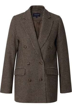 Lexington Remi Wool Blend Double Breasted Blazer Brown