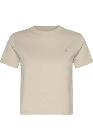 Calvin Klein Woven Label Peached Baby Tee Beige