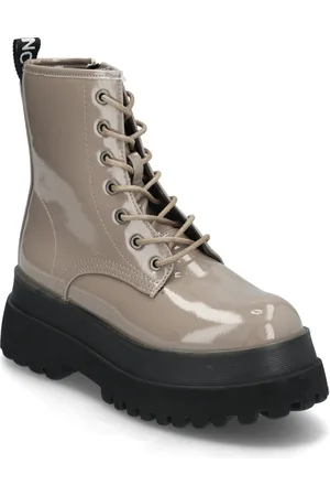 Bianco Biagas Lace Up Platform Boot Patent Aquarius Grey